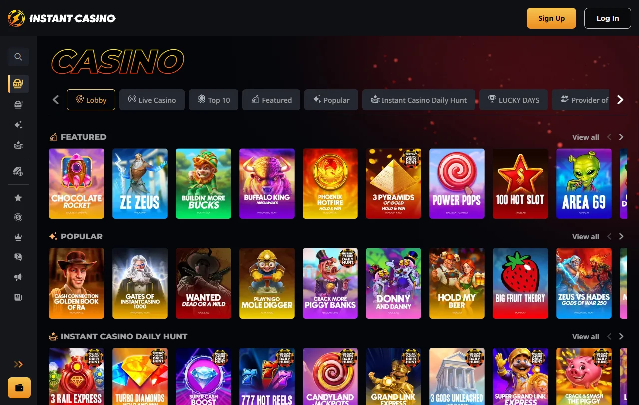 Instant Casino bonus terms and welcome offer overview for players