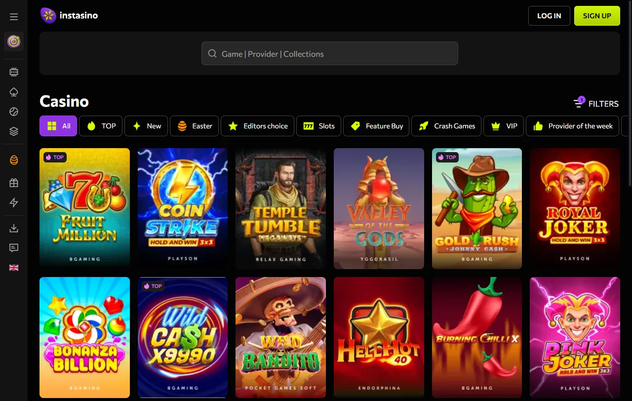 Instasino Casino bonus offers and promotion structure for players
