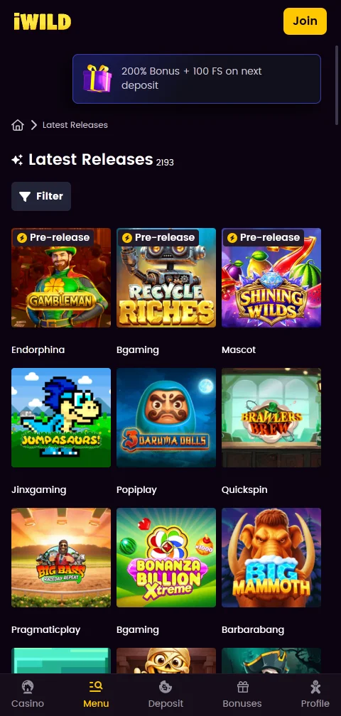 iWild Casino payment methods including cards, e-wallets, and crypto