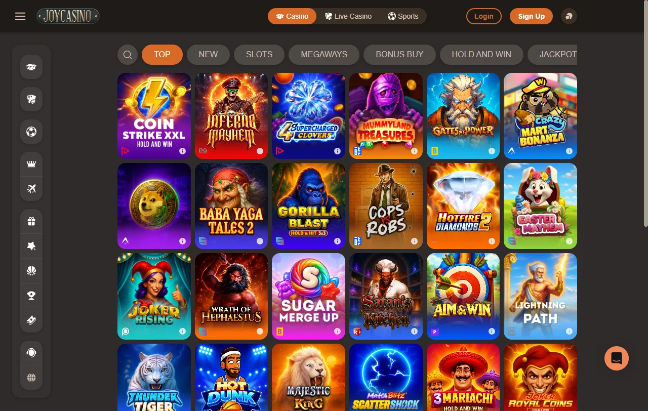 Joycasino Casino game library analysis covering slots, live tables and providers