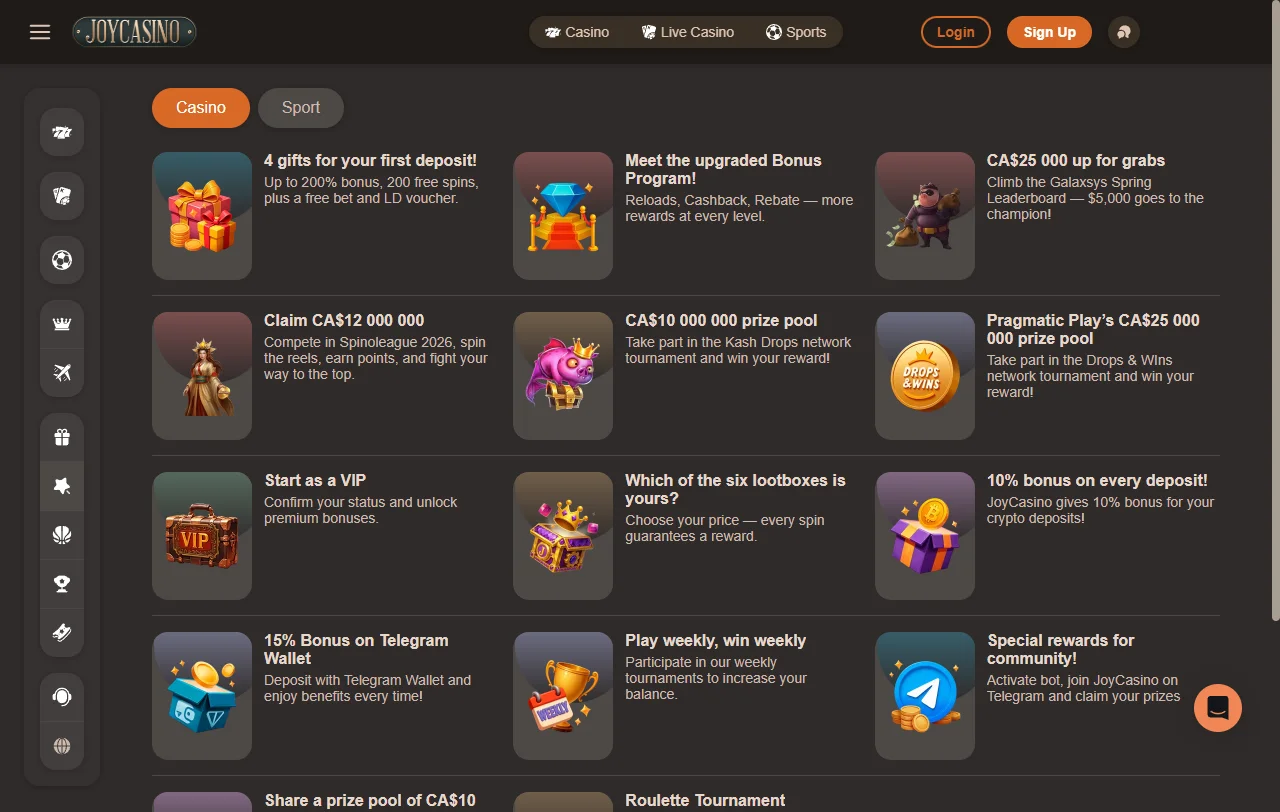 Joycasino Casino bonuses and promotions summary for careful comparison