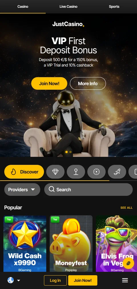 Just Casino mobile access for India players and browser play