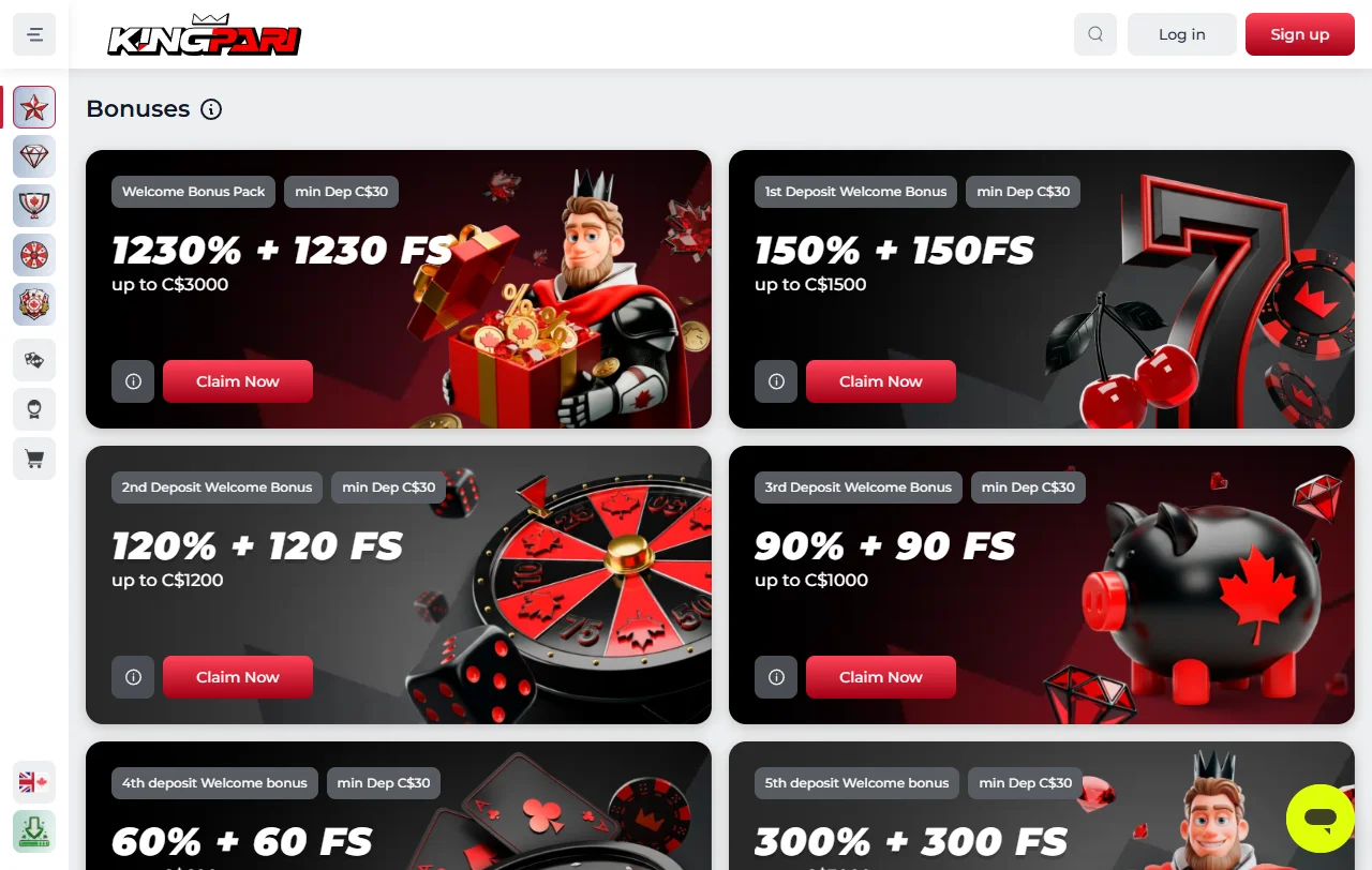 KingPari Casino game library overview for slots and live tables