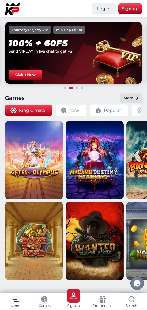 KingPari Casino mobile experience for browser-based play in India
