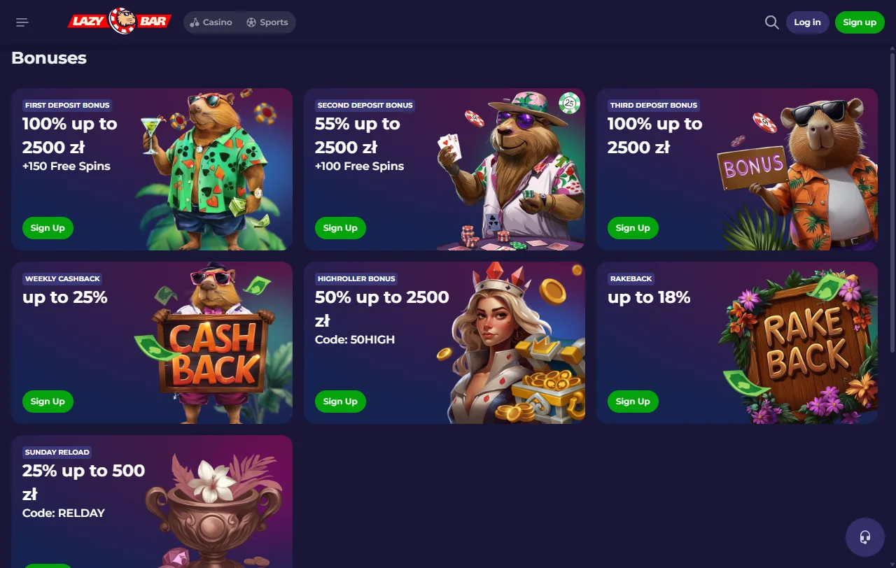 LazyBar Casino game variety and live dealer focus for readers