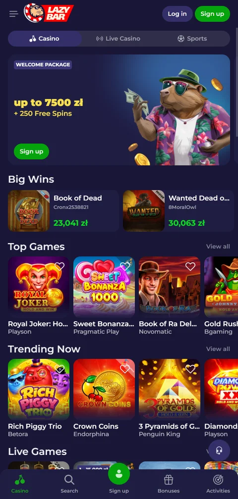 LazyBar Casino mobile play overview for Android and iPhone users