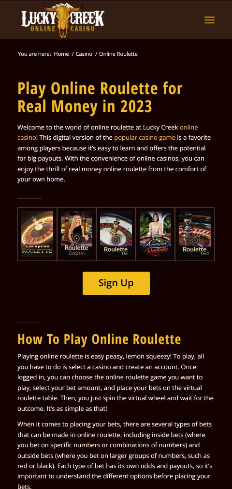 Lucky Creek Casino mobile access and smartphone compatibility overview