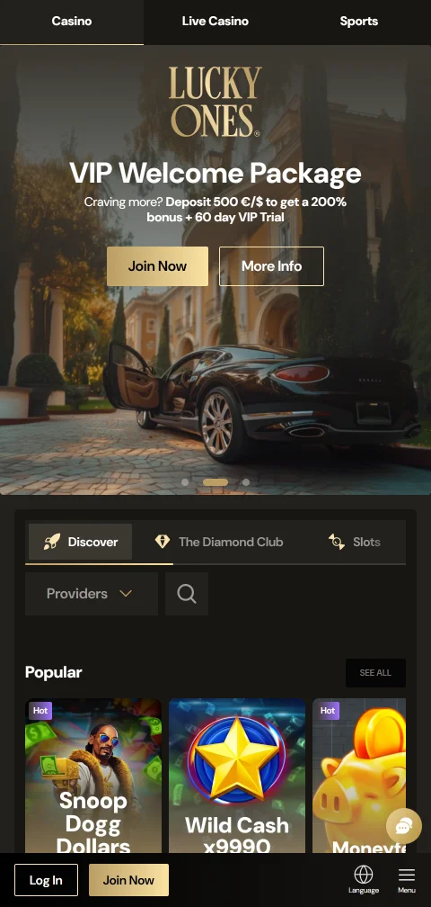 Lucky Ones Casino mobile access and browser play for India