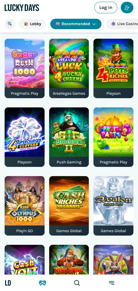 LuckyDays Casino deposits and withdrawal options