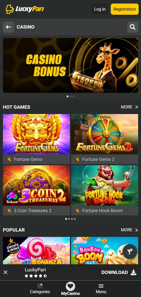 LuckyPari Casino mobile access and responsive play for India users