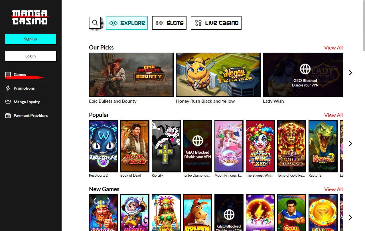 Manga Casino games selection and provider coverage in analysis