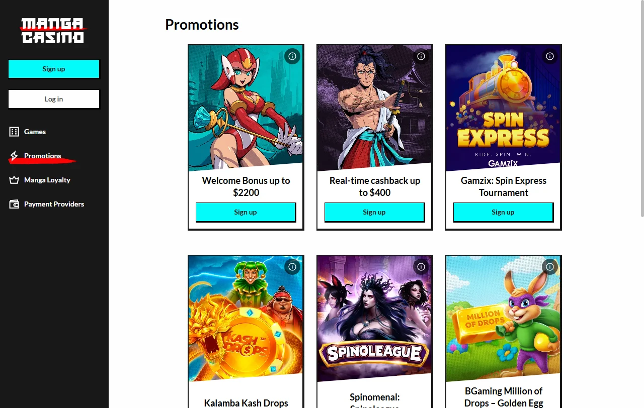 Manga Casino bonus terms and promotional structure explained