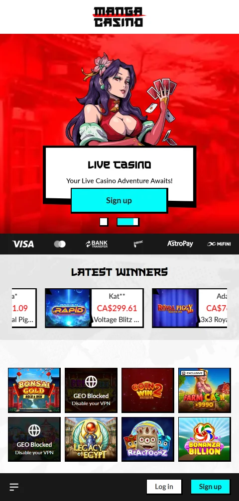 Manga Casino mobile access and browser experience for players