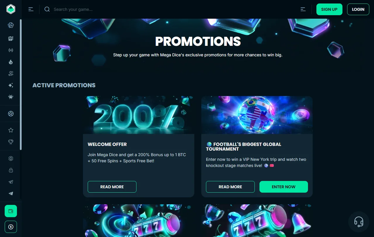 MegaDice Casino games selection across slots and live tables