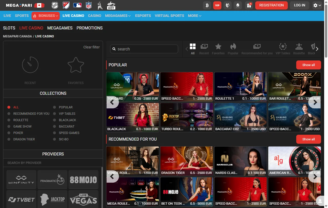Megapari Casino games and live tables overview for Indian users