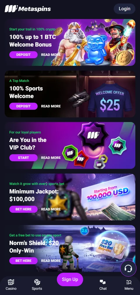 Metaspins Casino deposit and withdrawal options with payment methods