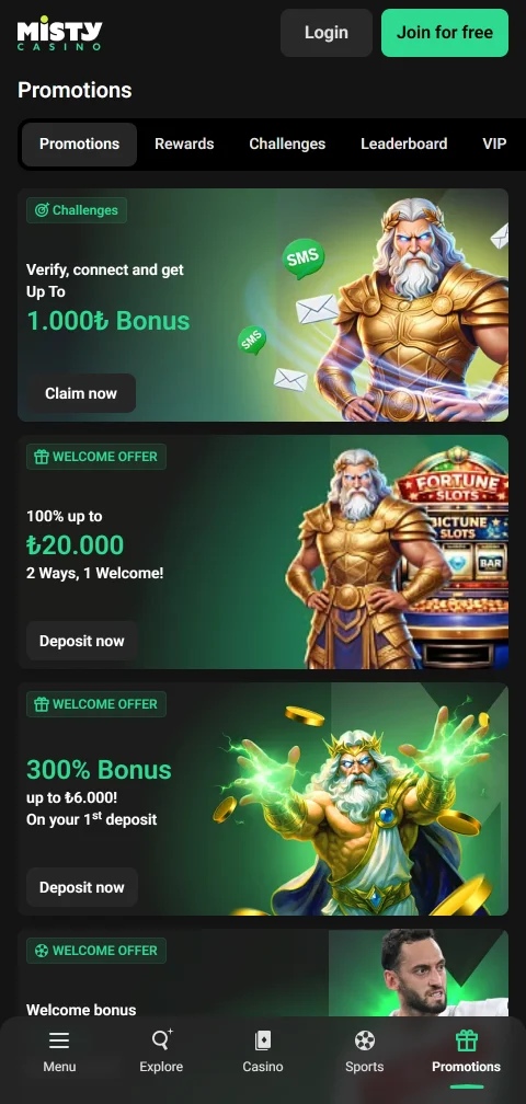Misty Casino deposits, withdrawals and payment method details
