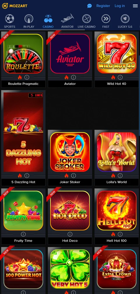 Mozzart Casino deposits withdrawals and payment options