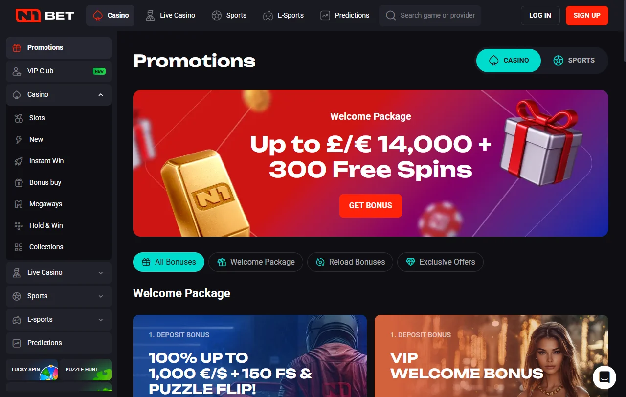 N1Bet Casino bonuses promotions and welcome offer details