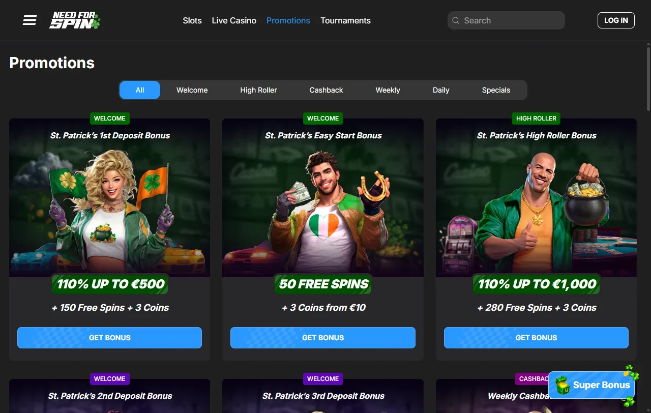 Need for Spin Casino bonus terms and welcome offer