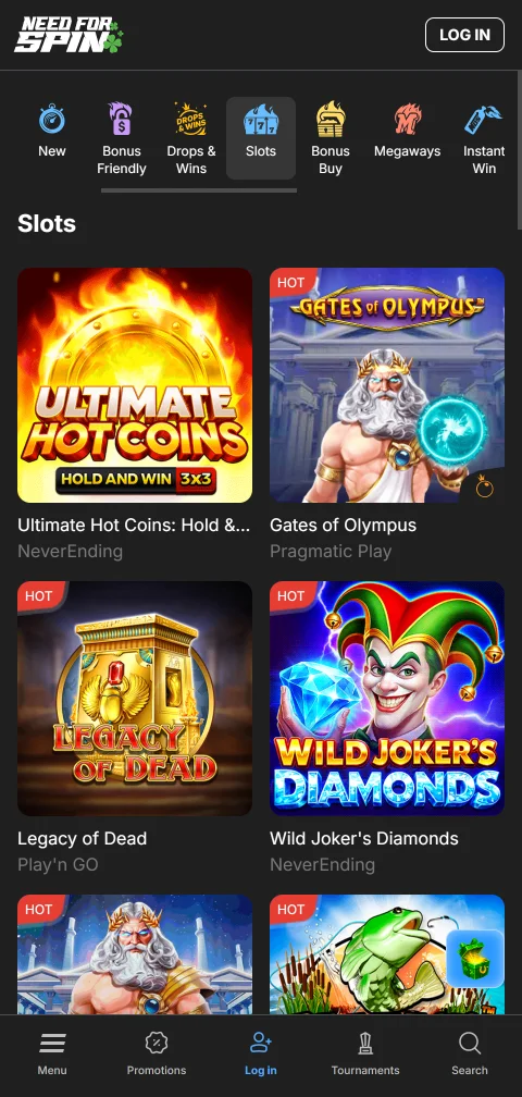 Need for Spin Casino deposits withdrawals and payment methods