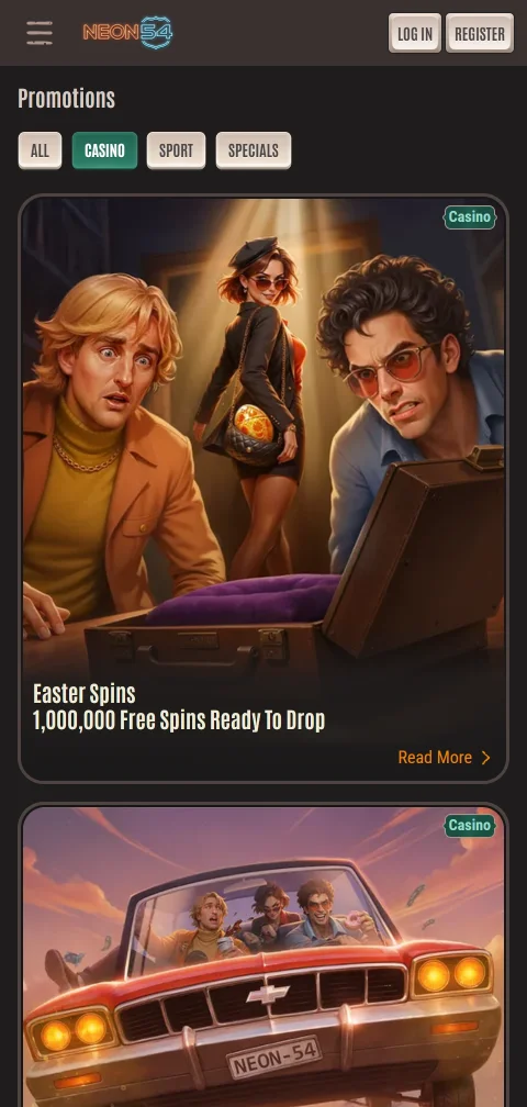 Neon54 Casino deposit and withdrawal information