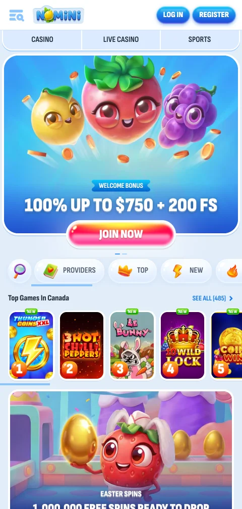Nomini Casino mobile access for smartphone play and browsing