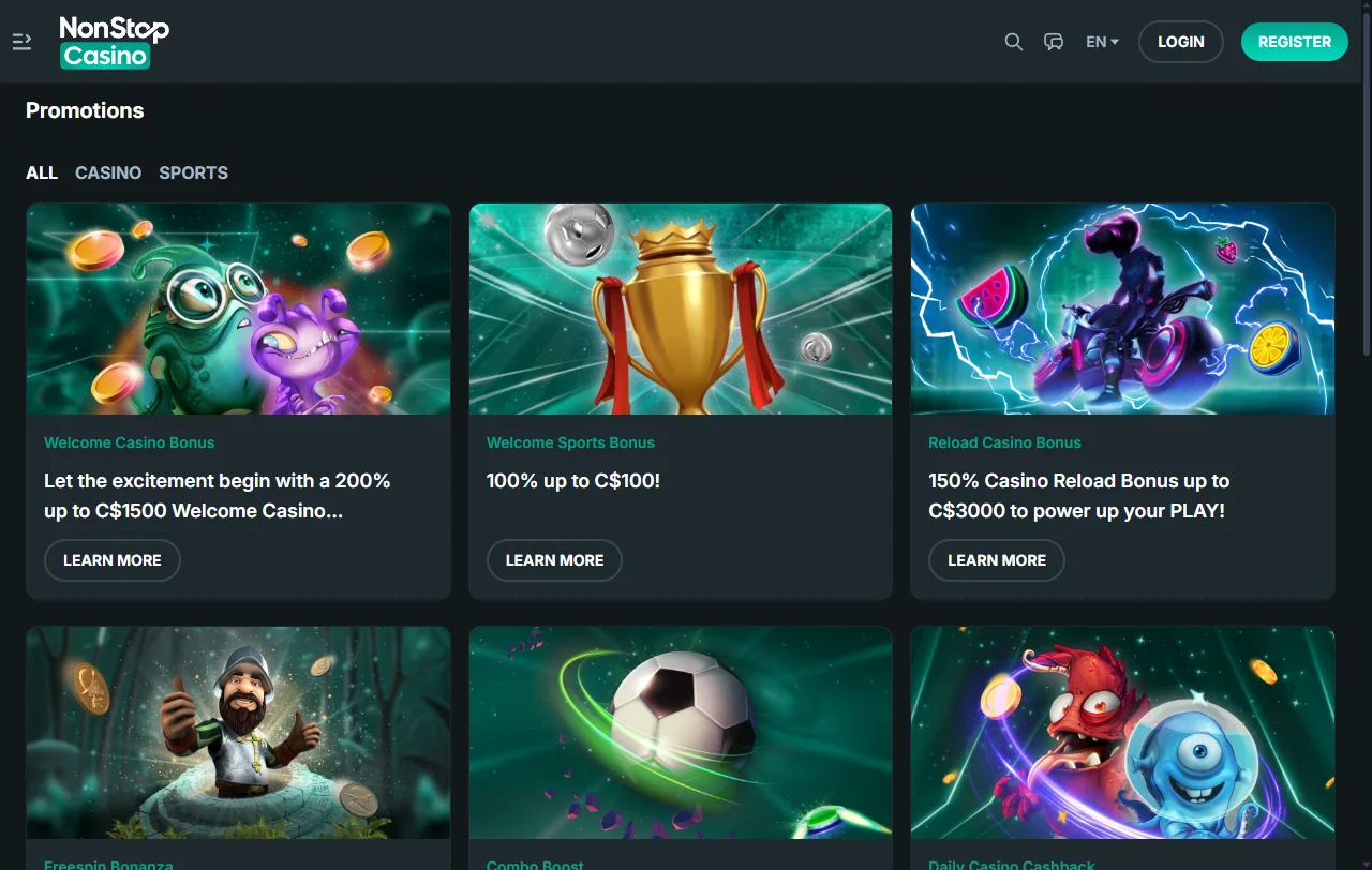 NonStop Casino bonuses, promotions and welcome offer details