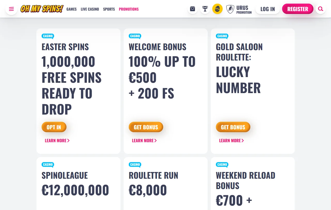 Oh My Spins Casino bonuses and welcome offer details