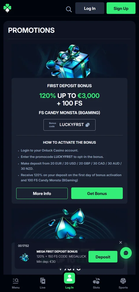 Onluck Casino payments with deposits and withdrawals explained