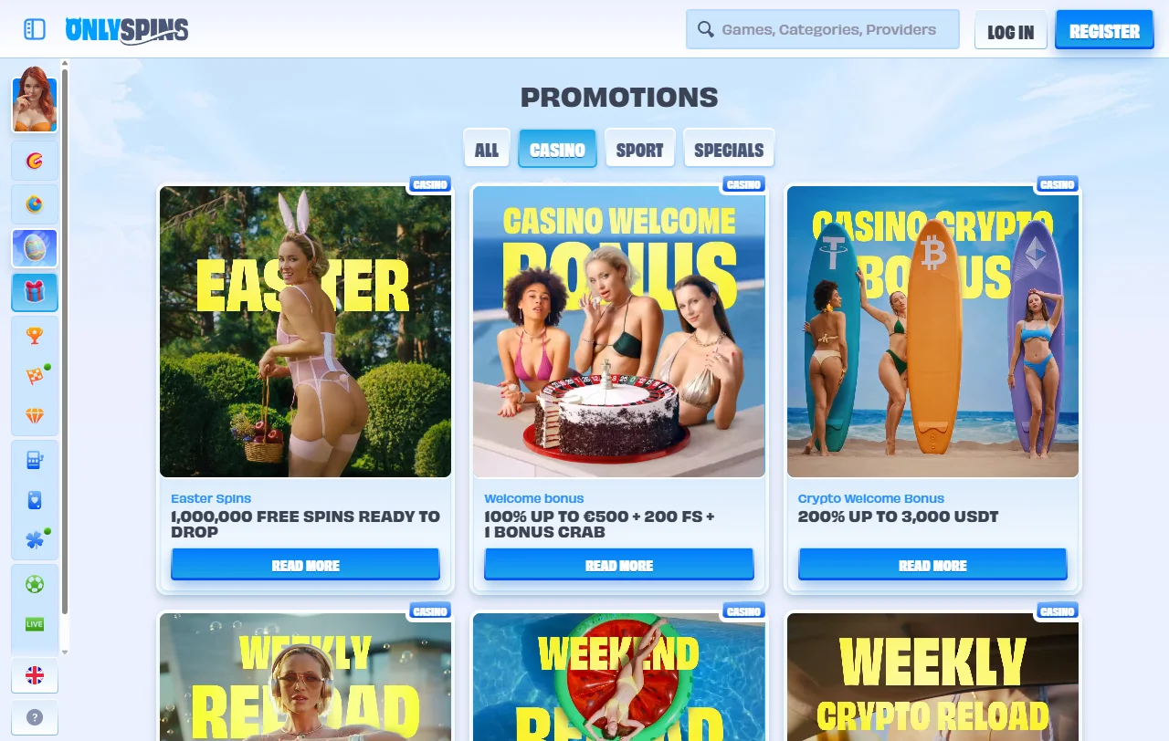 OnlySpins Casino game library and live table coverage summary
