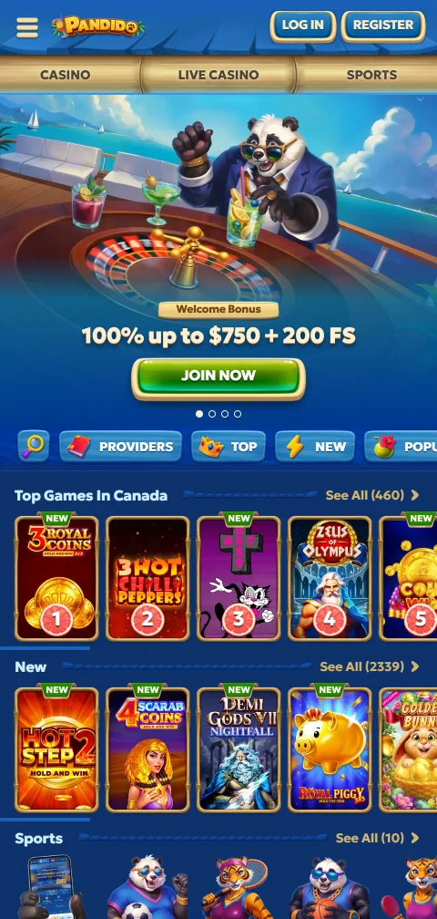 Pandido Casino mobile access for phone users