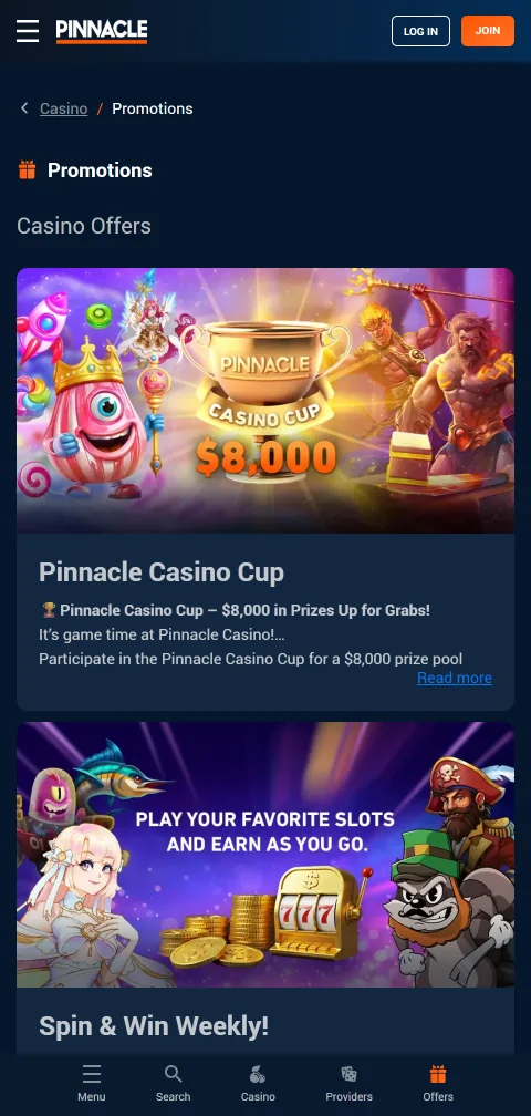 Pinnacle Casino deposits, withdrawals and payment options