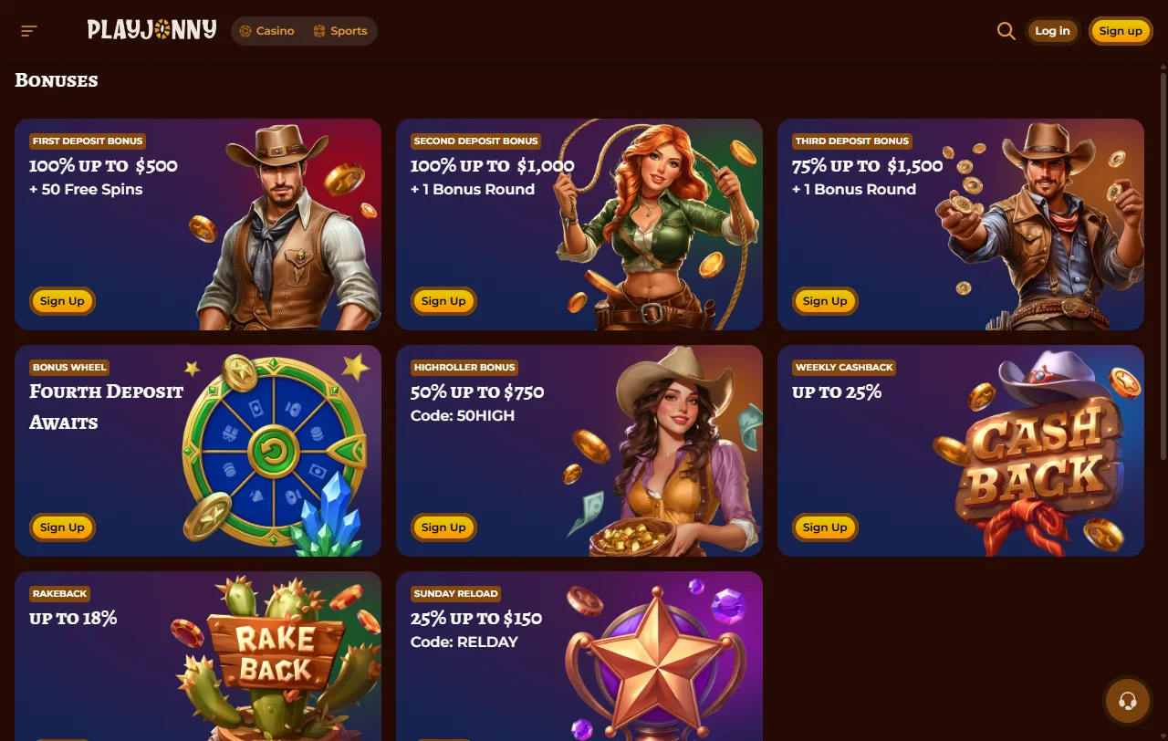 PlayJonny Casino games and live table variety overview