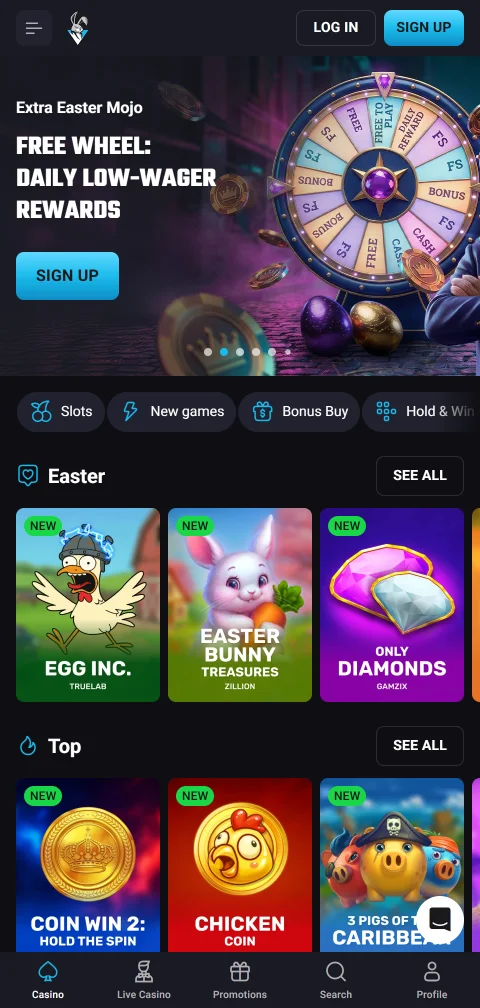 PlayMojo Casino mobile access on smartphone with browser-friendly play
