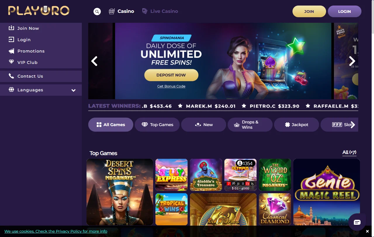 Playoro Casino review with broad game choice and payment overview