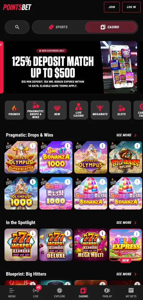 PointsBet Casino deposits withdrawals and payment methods summary