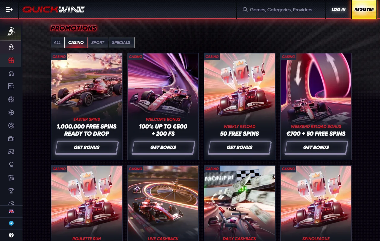 QuickWin Casino welcome offer and bonus terms overview