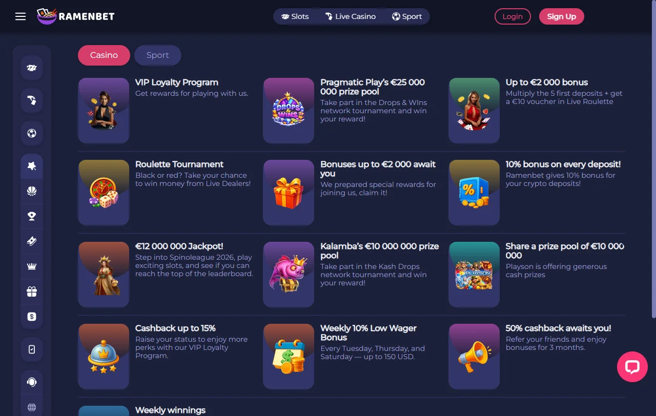 Ramenbet Casino bonus structure and welcome offer details