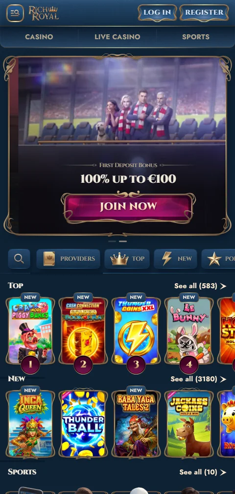 RichRoyal Casino mobile play with browser access on phones