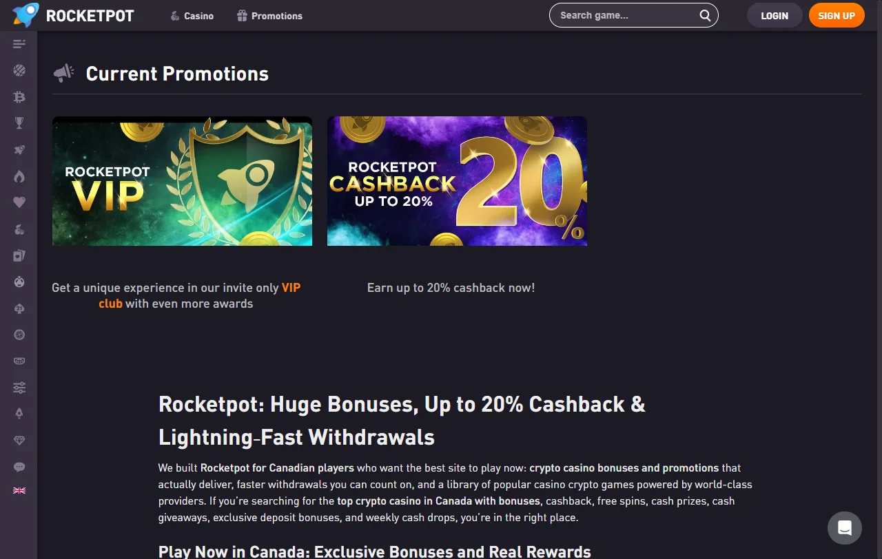RocketPot Casino bonus terms and promotional offer analysis