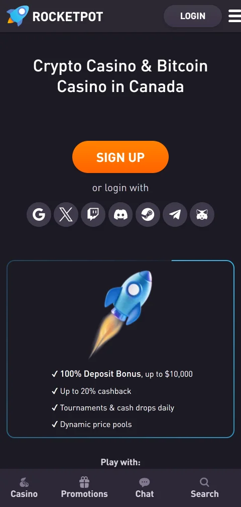 RocketPot Casino mobile experience for smartphone users in India