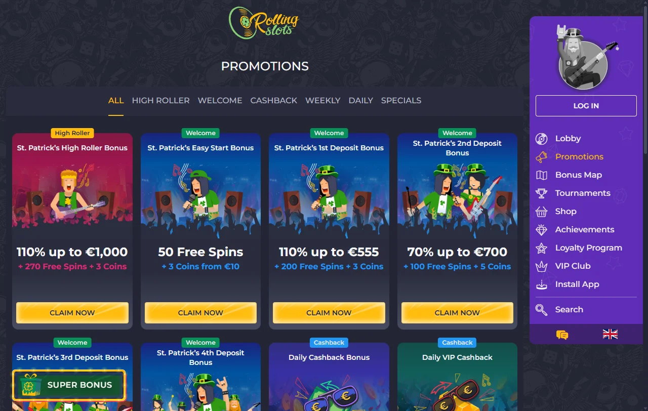 Rolling Slots Casino game library and provider selection analysis