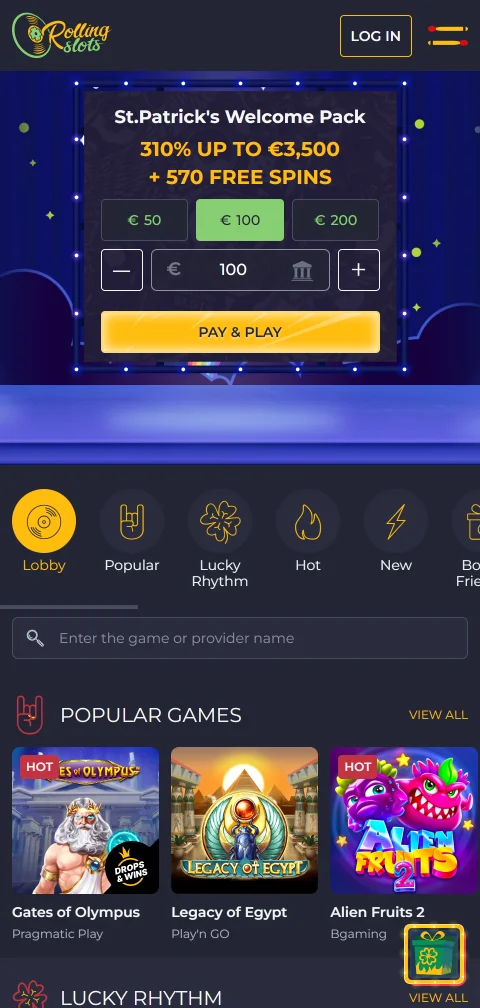 Rolling Slots Casino mobile access and browser play review