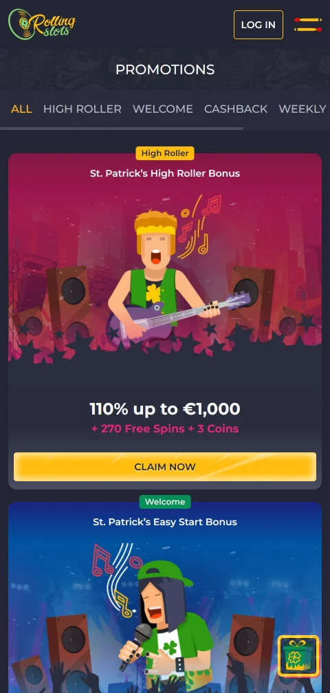 Rolling Slots Casino payments, deposits and withdrawal overview