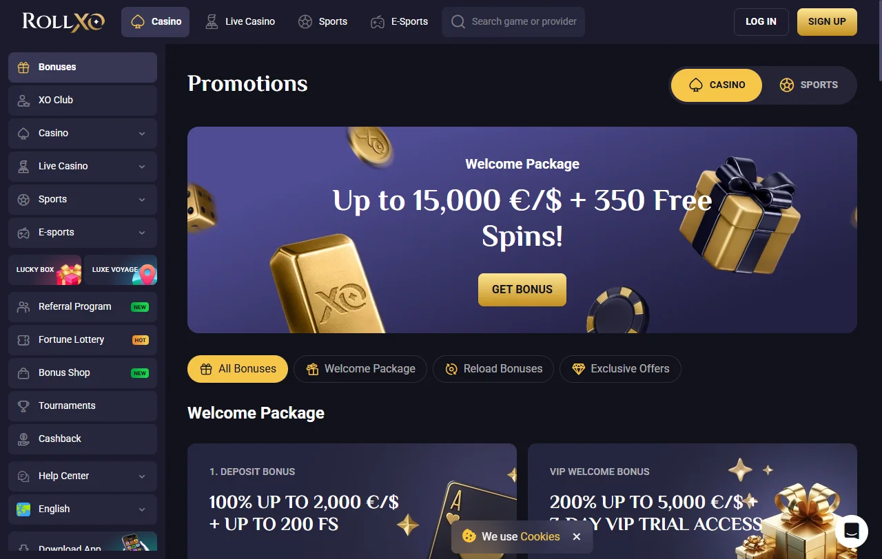 RollXo Casino bonuses and offers overview for cautious players