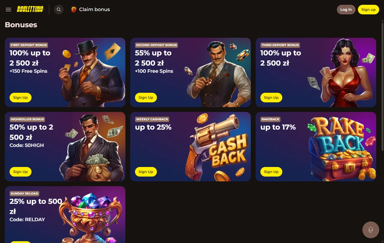 Roulettino Casino games and live table selection overview