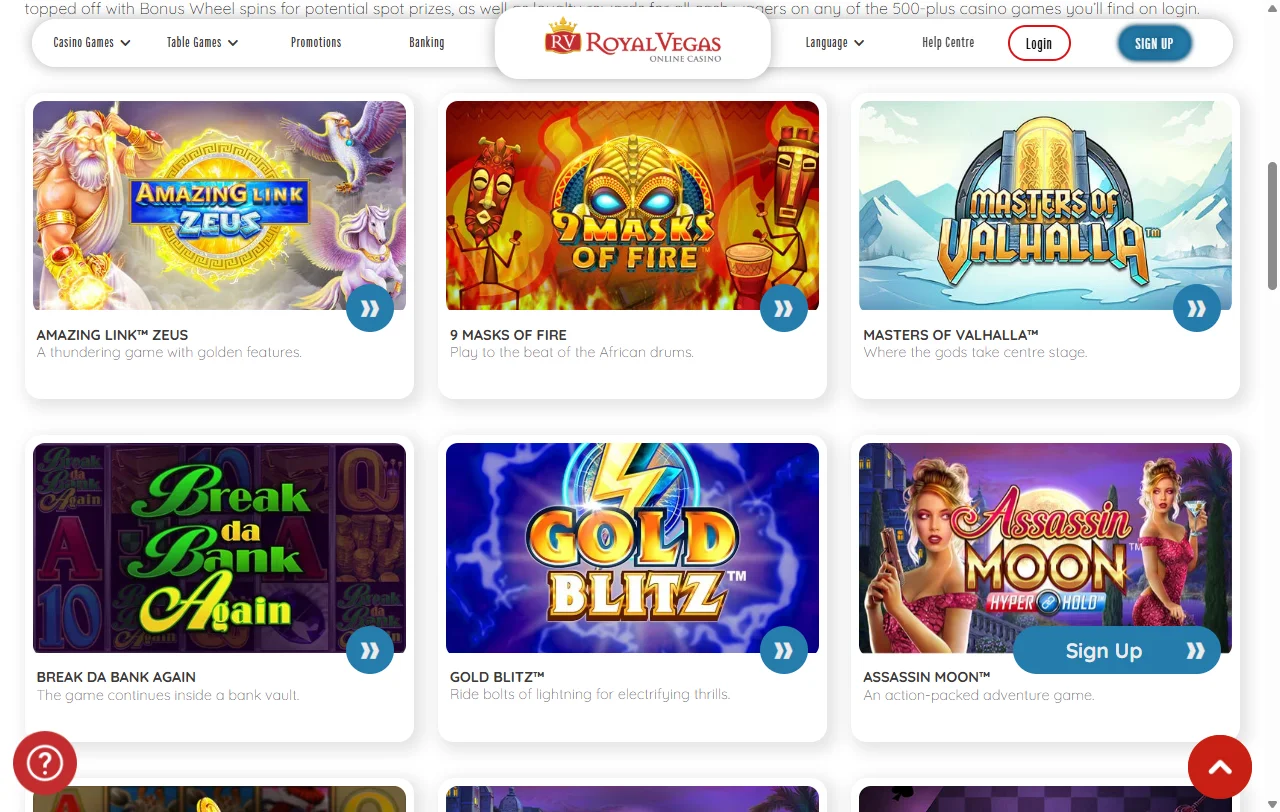 Royal Vegas Casino games, slots and live entertainment overview