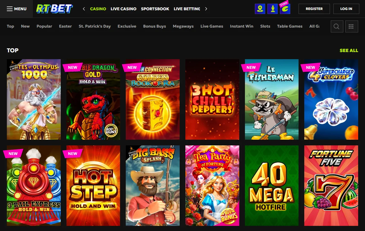 RT Bet Casino games and provider range explained