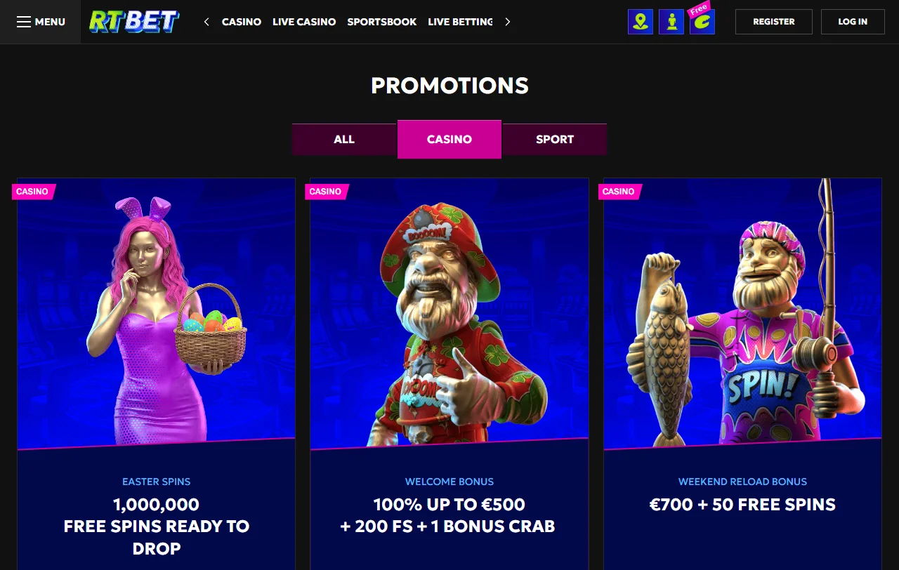 RT Bet Casino welcome bonus and offer details